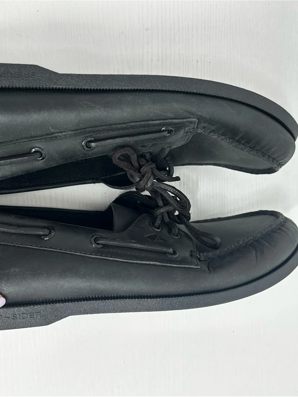 Sperry Top-Sider Authentic Original Black Leather Boat Shoes Mens 9.5M 0836981